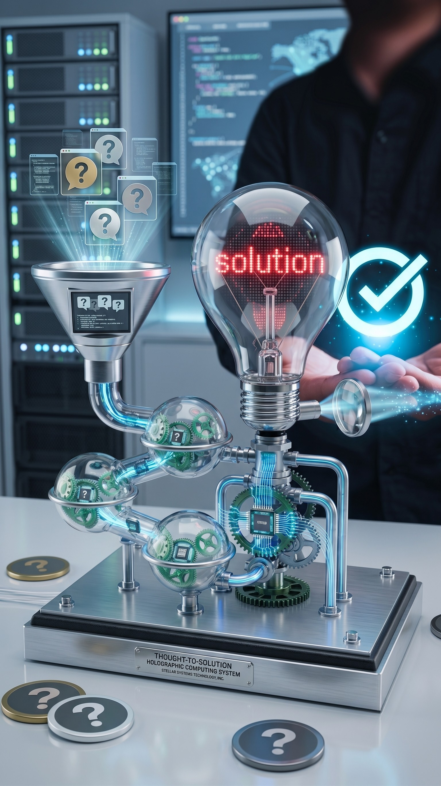 Vensio thought-to-solution system transforming questions into a verified solution